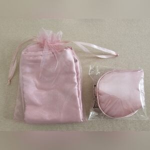 NWT Pink Silk Feel Pillowcase and Eye Mask Set